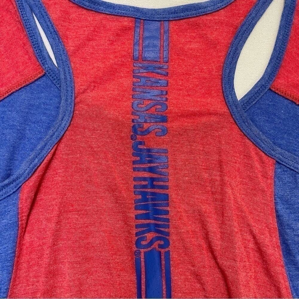 KU Jayhawks Tank Top Size XL Royal blue red racerback Kansas University sporty - Picture 7 of 8